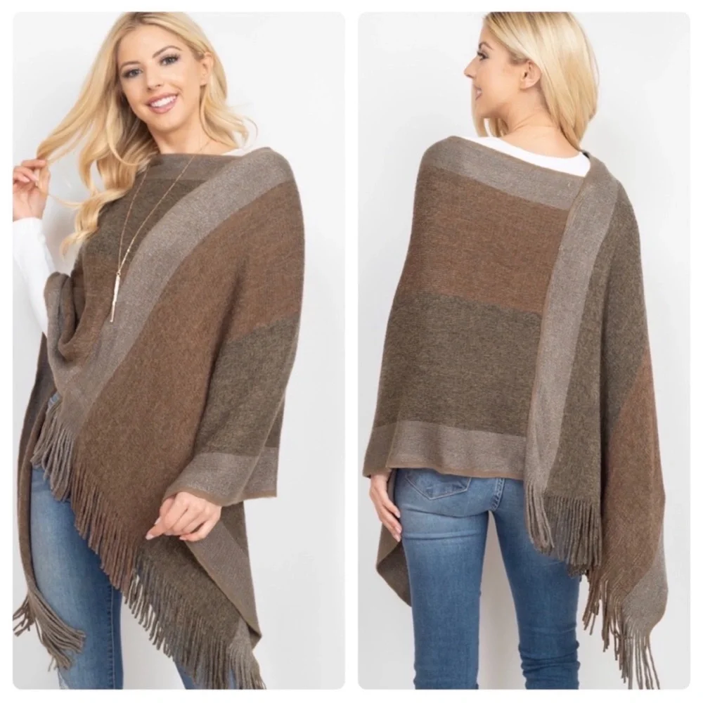 1 LEFT! Soft Fringe Women’s Fall Poncho - Picture 1 of 10